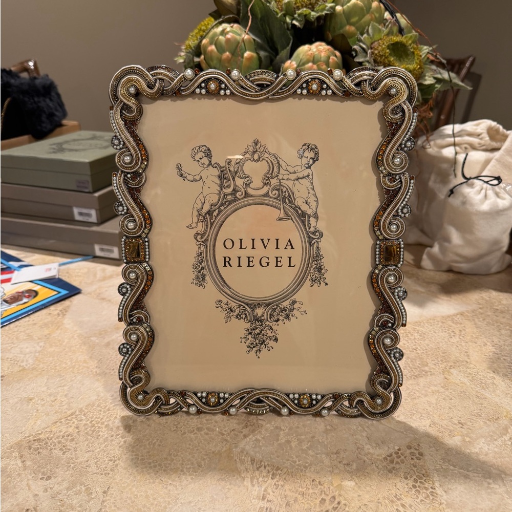 Olivia Riegel Ornate Gold and Brown Beaded Picture Frame 8 by 10